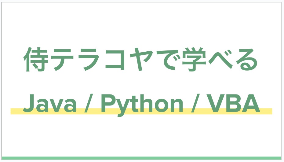 侍テラコヤはJava・Python・VBAも学べる
